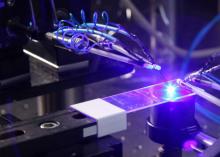 Close up of colored laser technology