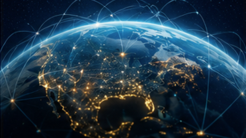 Picture of earth with North America lit up with data points across the map